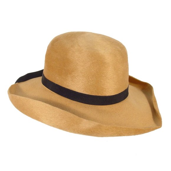 SELENE for Leslie James Milliners Vintage 50's/60's Camel Fur Felt Fedora Hat - Picture 6 of 10